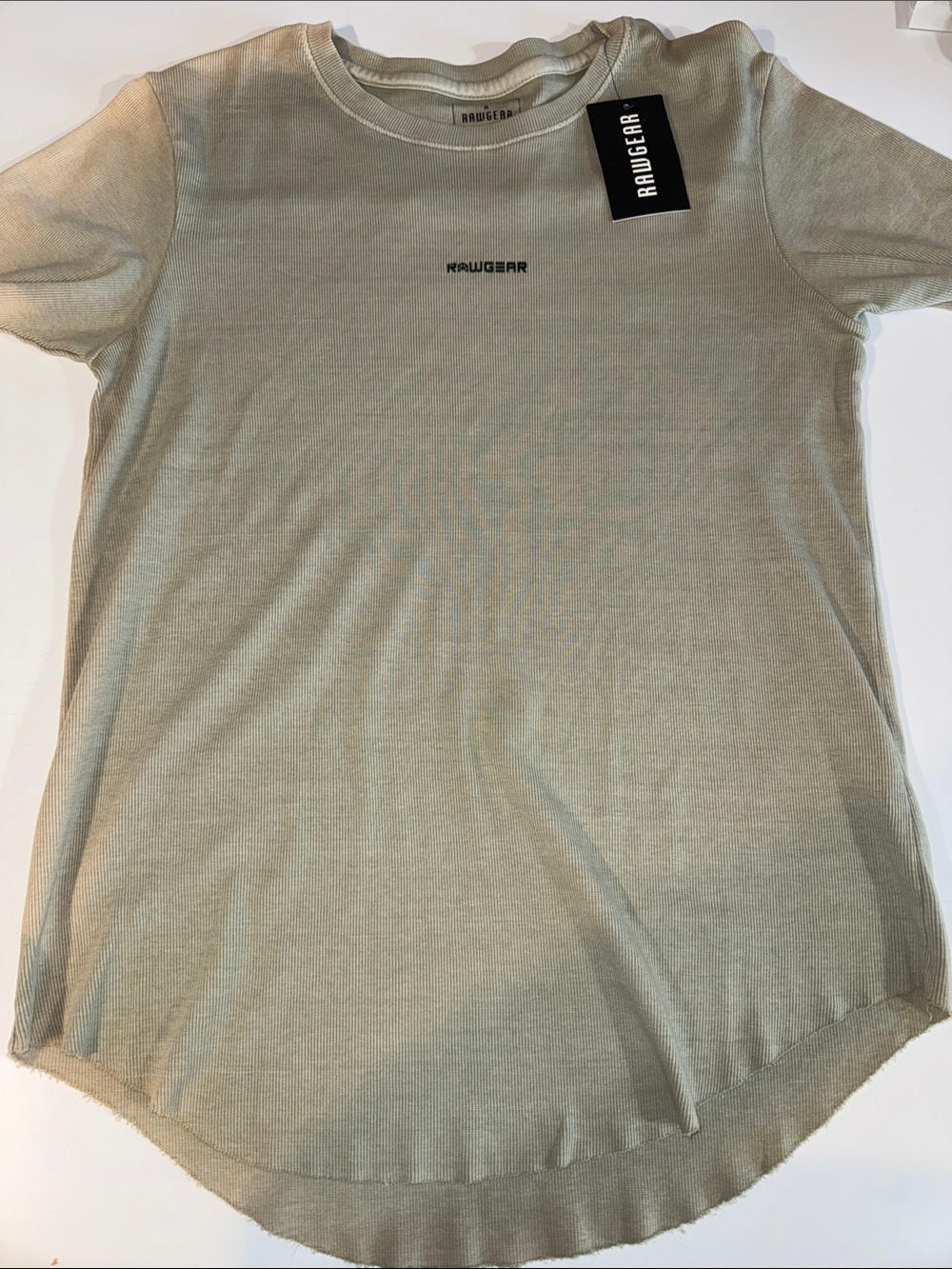 Men’s Short Sleeve RawGear‎ Ribbed Crewneck T-Shirt in Light Oak Green
